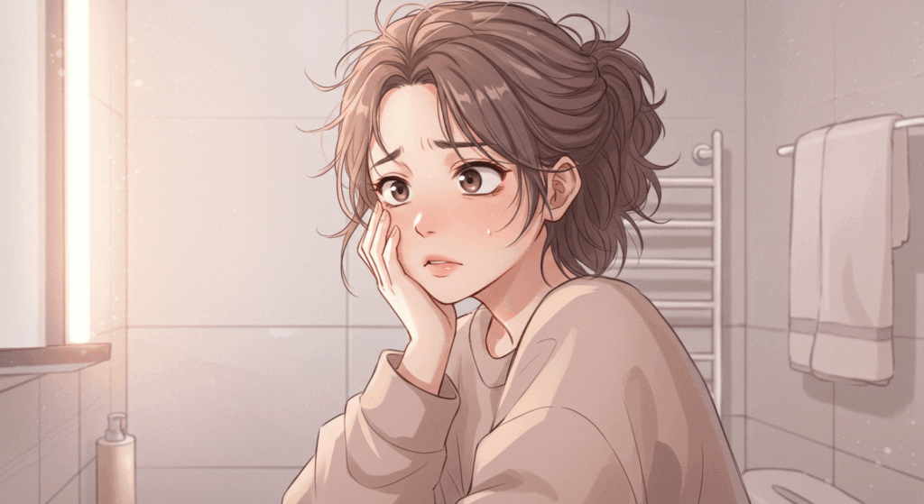 スキンケアだけで改善しないことに悩む女性