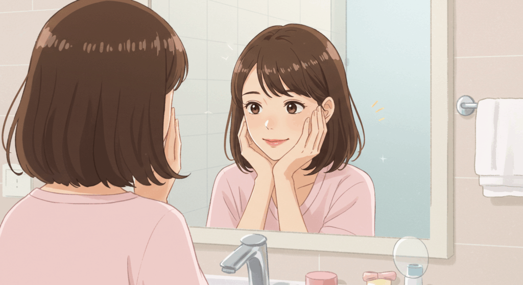 肌が整って喜ぶ女性