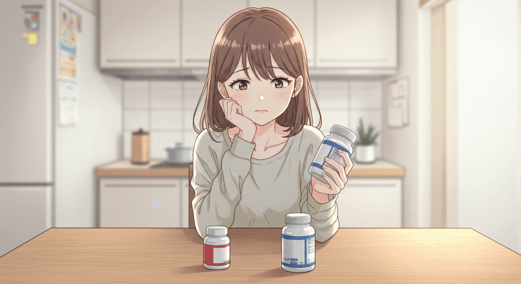 サプリ選びに悩む女性
