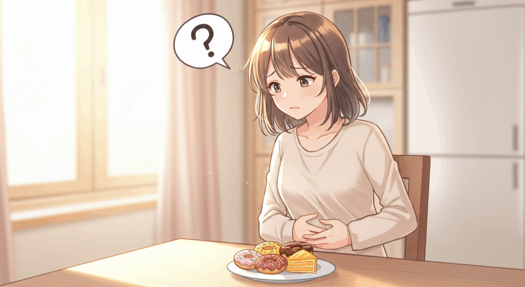 腸の不調を疑う女性